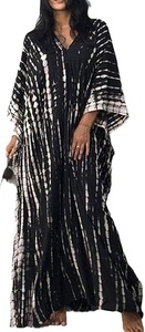 <b>Boho</b> Tie Dye Maxi <b>Dress</b> V Neck <b>Long</b> Sleeve Loose Fit Summer Beach Wear Women's Casual <b>Dress</b> Breathable Woven Fabric - Product Image 4