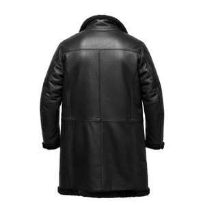 Custom Men Black Shearling Style Leather <b>Jacket</b> Fur Collar Winter Warm Coat Premium Quality <b>Biker</b> <b>Jacket</b> OEM ODM Custom Logo - Product Image 2