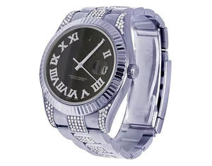 Elegant Colorless Moissanite <b>Mechanical</b> VVS Stainless Steel Roman Dial Hip Hop <b>Watch</b> Iced Bling Custom Fashion Indian Seller - Product Image 2