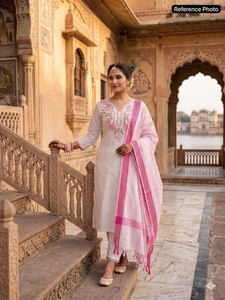 Traje Tradicional Indio de Color Sólido, Elegante, de 3 Piezas, Ligero, Informal, para Mujer, Salwar Kameez, Top de Diseñador, para Fiestas, Todas las Temporadas - Product Image 2