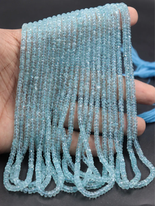 Cuentas Redondas Facetadas de Aguamarina Azul Natural AAA+ de 4 mm, Hilo de 16 Pulgadas para la Fabricación de Joyas - Product Image 2