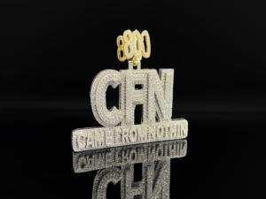 Pendentif en alliage plaqué or avec diamants de style Miami personnalisé - Product Image 2