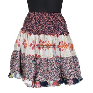 Cotton Mini <b>Skirt</b> Sari Mini Patch Work <b>Skirts</b> Wholesale From India Boho Stylish Multi Color Patch Cotton Mini Sexy <b>Skirt</b> - Product Image 5