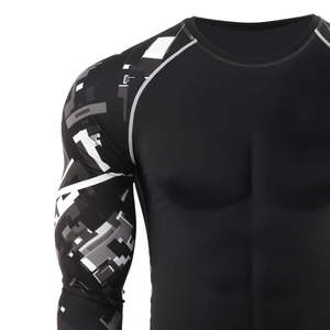 Vêtements de sport pour hommes, confortables et respirants, couleur unie, séchage rapide, manches longues, rashguard en vente - Product Image 4