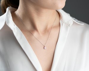 Light <b>Amethyst</b> Pendant February Birthstone Pear Cut Purple Gemstone 925 Sterling Silver 14K Gold Plated Gift - Product Image 2