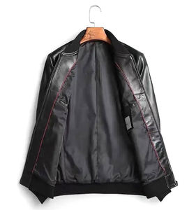 แจ็คเก็ตหนังแท้กันน้ำสีดำเรียบง่ายสำหรับผู้ชาย  แจ็คเก็ตหนังลำลองทันสมัยสำหรับฤดูหนาว  เสื้อคลุมผู้ชาย  CP-MLJ-01 - Product Image 3