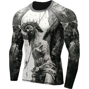 Camisetas de Natación Transpirables con Logotipo Personalizado al por Mayor, Camisetas de Manga Larga con Diseño Elástico y Estampado Sublimado para Hombre - Product Image 1