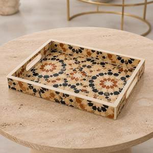New Arrival Eco Friendly Handmade <b>Plastic</b> Tray with Mother Pearl Inlay Bone Food Serving Home Decorative Ramadan Serving Tray - Product Image 2