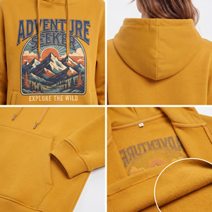 Sweat à capuche imprimé pour femme 100 % coton molletonné, idéal pour l'hiver, avec poches avant, coupe ample et épaisse - Product Image 6