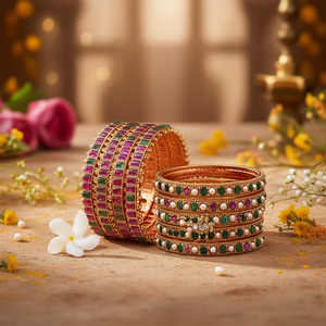 Bridal Kemp <b>Copper</b> <b>Bangles</b> with Pearl-Ethnic Trendy Bracelets for Engagement - Product Image 3