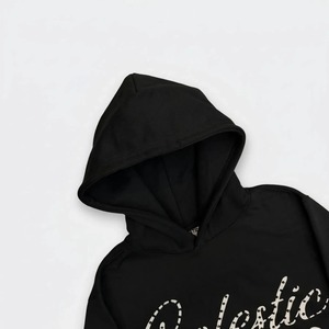 Sweat-shirt à capuche zippé noir surdimensionné en coton French Terry pour homme, personnalisé GSM 450, style streetwear décontracté, logo frontal, anti-rétrécissement - Product Image 3
