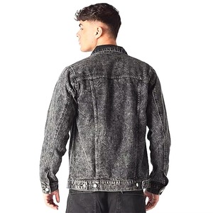 Chaqueta Varsity de Mezclilla Negra DENIMGUYS al por Mayor para Hombre, Estilo Vintage Urbano, Impresión Personalizada, Corte Holgado Informal - Product Image 3