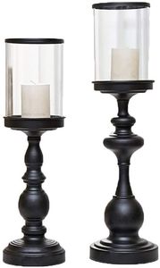 Porte-bougie moderne en métal doré avec abat-jour en verre, accent décoratif contemporain pour table - Product Image 2