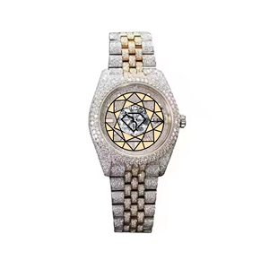 Unisex Stainless Steel Quartz <b>Watch</b> with Lab Diamond Dial Sapphire Crystal Polygon <b>Case</b> Analog Display and Deployment Clasp - Product Image 1