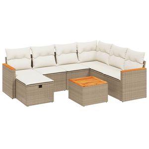 Set Divano da Giardino Beige 6 Posti in Rattan, Arredamento da Esterno Design Contemporaneo con Struttura in Vimini - Product Image 4