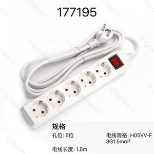 5 Hole Power <b>Strip</b> With Switch 1.5M Cable H05VV F 3G1.5mm Household Use - Product Image 1