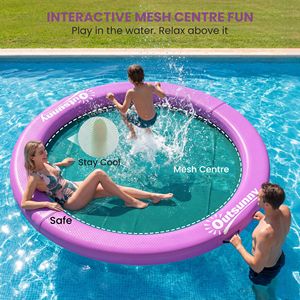 Piattaforma Galleggiante Gonfiabile Viola da 2,4 m per Laghi, Piscine e Oceani - Amaca Galleggiante, Galleggianti e Zattere, con Cuscino - Product Image 4