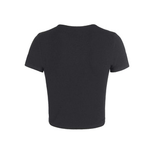 Camisetas Cortas Casuales Ecológicas de Tallas Grandes para Mujer al por Mayor, de Manga Corta con Encaje Hueco y Logotipo, 100% Algodón Jersey, Personalizables - Product Image 2