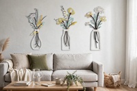 Lot de 3 Vases Muraux en Fer Blanc – Décoration Murale Minimaliste et Moderne pour Chambre d'Enfant – Cadre de Vase Mural avec Revêtement Poudré pour Salon