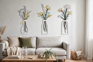 Lot de 3 Vases Muraux en Fer Blanc – Décoration Murale Minimaliste et Moderne pour Chambre d'Enfant – Cadre de Vase Mural avec Revêtement Poudré pour Salon - Product Image 4