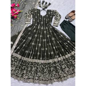 Vestido y pantalón Anarkali de estilo elegante de diseñador con nueva ropa regional Dupatta - Product Image 2