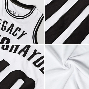 Camiseta de Baloncesto Personalizada Blanca y Negra sin Mangas con Cuello Redondo, Nombre y Número del Equipo, Uniforme de Malla para Rendimiento Deportivo - Product Image 3