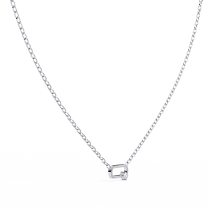 Collier Pendentif Minimaliste en Argent 925 avec Moissanite, Solitaire Géométrique à Taille Ronde Brillante, Sertissage Clos, Unisexe, Usage Quotidien - Product Image 1