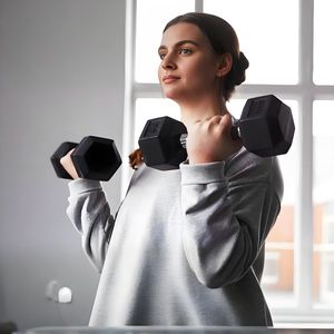 20 Lbs Rubber Coated <b>Hex</b> Dumbbells Hand <b>Weights</b> for Exercise & Fitness - Product Image 4