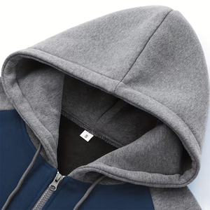 Survêtement à capuche bleu gris pour homme de qualité supérieure, ensemble de jogging à manches longues avec fermeture éclair et poches latérales, tenue décontractée pour l'automne - Product Image 3