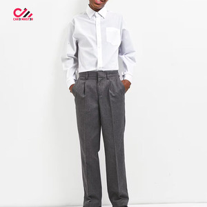 Pantalon Oxford tissé gris unisexe de qualité supérieure pour enfants, prix de gros, ajustable, avec impression de logo personnalisée - Product Image 3