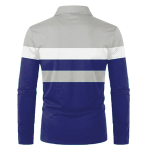 Modern Classic Navy All-Season Year <b>Round</b> Breathable Golf Polo Shirts Customize Solid Color Four Way Stretch Men's Polo Shirts - Product Image 2