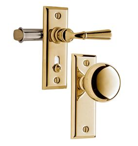 Manija de Puerta en Color Latón y Acero para Hogar, Hotel, Restaurante, Personalizable con Herrajes para Puertas de Pasaje y Privacidad - Product Image 1