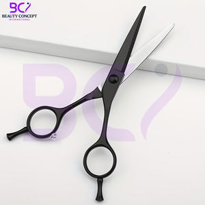 Tijeras de Peluquería Negras Sólidas con Reposa Dedos, Venta al por Mayor, Logotipo Personalizado, Tijeras de Acero Inoxidable para un Estilismo Preciso - Product Image 3