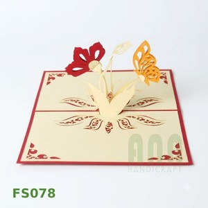 Tarjeta de Felicitación 3D Hecha a Mano con Diseño Personalizado de Flores y Mariposas para Bodas, Cumpleaños, San Valentín, Papel Vietnamita, Amistad, Agradecimiento - Product Image 3
