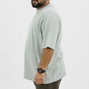 High Quality 100% Cotton Canvas O-Neck Oversized Men's T-Shirt Latest Fashion Hip Hop Style Solid Plus size <b>tshirt</b> Front logo - Product Image 5