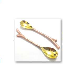Juego de 2 Cucharas Decorativas para Condimentos con Mango de Acero Inoxidable y Diseño Vintage de Hojas y Ramas, Aptas para Lavavajillas - Product Image 4