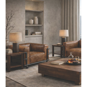 Designer <b>Single</b> Sofa Cowhide Leather Upholstery Natural Grain Detail Warm Brown Luxury Chair Modern Accent Sofa - Product Image 4