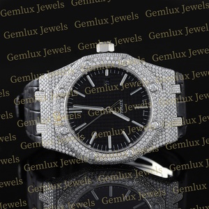 Nouvelle Collection Bracelet en Caoutchouc Noir Date Automatique Cadran Noir Iced Out D VVS Moissanite Diamond Pass Diamond Tester Montre Hip Hop - Product Image 2