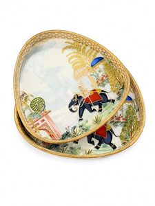 Plateau de service décoratif en bois, émaillé, imprimé animal, laqué, pour la maison, la restauration, les cadeaux, design zen asiatique - Product Image 3