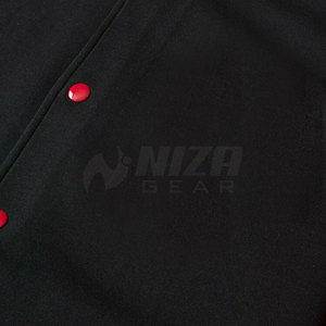 Veste universitaire noire et rouge pour homme, coupe classique, col montant, fermeture boutonnée, vêtement d'hiver décontracté, coton/laine respirant - Product Image 4