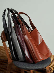 Sac fourre-tout en cuir pleine fleur véritable grande capacité pour femme, sac à bandoulière élégant pour usage quotidien - Product Image 2