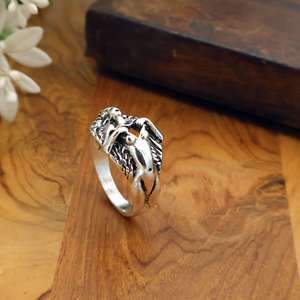 Anillo de latón con cabeza de animal para hombre, estilo vintage, plata, león, lobo, anillo llamativo, venta al por mayor, joyería para motociclistas y punk - Product Image 3