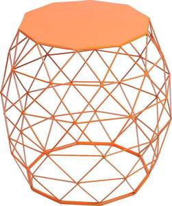 Table d'appoint en fil métallique finition orange, support pour plantes, table basse, meuble de salon, mobilier de maison, intérieur, moderne, décoratif, bureau rond - Product Image 6