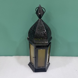 Artisan Design Decorative Iron & Glass <b>Lantern</b> with <b>Black</b> Finish for Home Decoration - Product Image 6