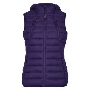 Gilet matelassé imperméable en toile noire à capuche pour homme, fermeture éclair, coupe-vent, veste d'hiver décontractée, coupe ajustée, couleur unie, polyester - Product Image 6