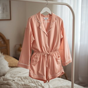 Women Polyester Sleepwear <b>Set</b> Full Sleeve Top Shorts <b>Pajama</b> Soft Comfortable Loungewear OEM Wholesale Supply - Product Image 2