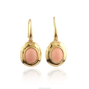 Pendientes de cabujón ovalados de ópalo Rosa natural Pendientes colgantes de Estilo Vintage Par - Product Image 1