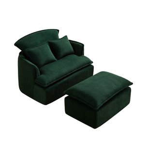 Modern Corduroy Fabric <b>Armchair</b> Convertible Compressed Sofa Chair Ottoman for <b>Small</b> Spaces for Living Room Dorm Apartment - Product Image 6