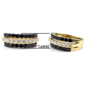 Bijoux fins Design Unique mariage or jaune 18 carats bijoux en diamant noir de haute qualité trois rangées demi-chemin bague pour les femmes - Product Image 2