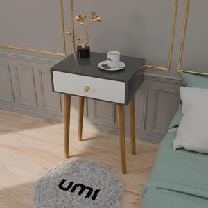 Modern Bedside <b>Table</b> with Solid Wood Legs, Minimalist and Practical End <b>Side</b> <b>Table</b> with Drawer <b>Storage</b>, Easy Assembly - Product Image 3